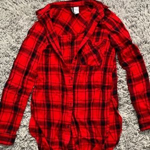 H&M Divided Red Plaid Tunic
